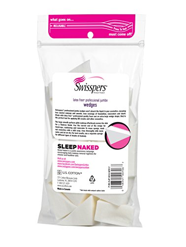 Swisspers Premium Pro Cosmetic Wedges, Latex-Free Makeup Wedge, Jumbo Size, 16 Count Bag