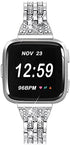 bayite Slim Bling Bands Compatible with Fitbit Versa/Versa 2/Versa Lite Smartwatch, Dressy Metal Bracelet Jewelry Wristband Women