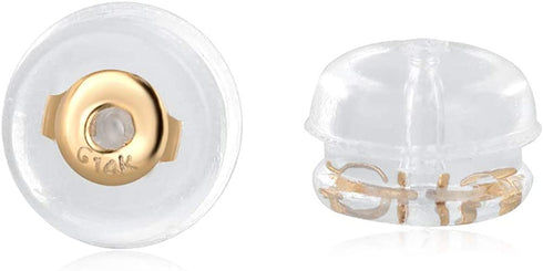14K Real Solid Gold Earring Backs Hypoallergenic Soft Clear Silicone Earrings Backings Ear Piercing Replacements Secure Safety for Studs Drop Comfortable