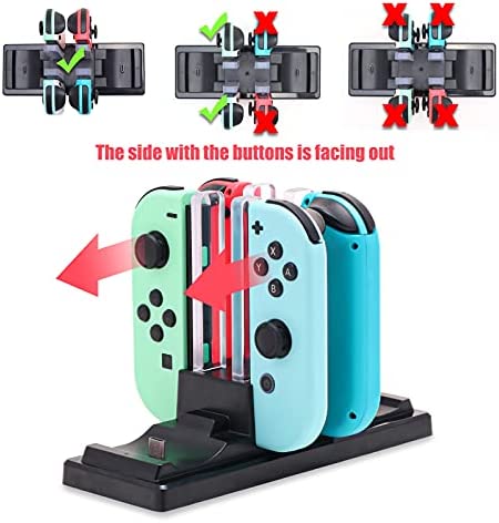 Controller Charger Dock for Nintendo Switch, 6 in 1 Charging Station for Nintendo Switch Joy-Con Controllers and Pro Controllers Black