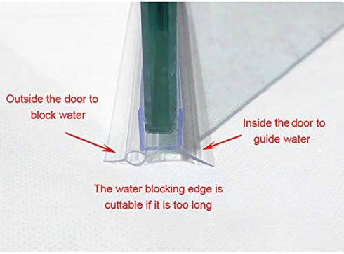 Cozylkx Frameless Shower Door Bottom Seal with Drip Rail for 3/8"(10mm) Glass, Length 27.5"/0.7m, Glass Door Sweep Stop Shower Leaking