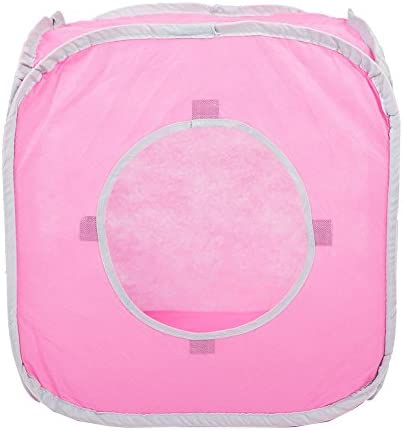 Citmage Cat Cube Pop Up Non-Woven Fabric Play Tent Toy with Hook and Loop,3 Peek Holes Collapsible,Lightweight,Provide Exercise Game for Cats,Kitties,Puppies (Pink)