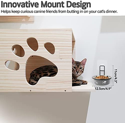 Torlam Elevated Cat Bowls, Wall Mounted Cat Food Dish, Raised Cat Food and Water Bowls, Stainless Steel Elevated Pet Bowls with Stand, Nonslip No Spill Pet Feeding Bowls (2 Packs) (Grey)