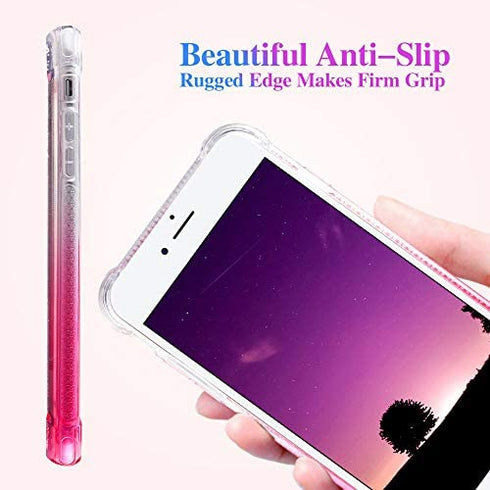 Ruky iPhone 6 6S 7 8 Case, iPhone SE 2020 Case, Glitter Gradient Quicksand Series Bling Liquid Floating TPU Bumper Cushion Protective Girls Women Phone Case for iPhone SE 2022 4.7", Gradient Pink