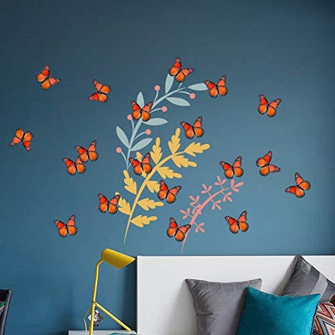 AQUEENLY Monarch Butterfly Decorations, 4.72'' Orange Premium Artificial Monarch Butterfly to Decorate for Craft, Home, Wall, Wedding, Party (12 Pcs)
