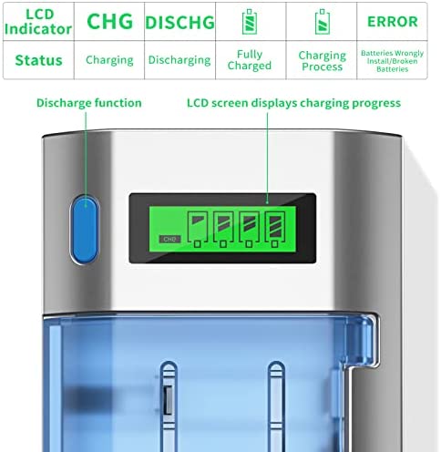 BONAI LCD Smart Battery Charger for C D AA AAA 9V NiMH NiCD Rechargeable Batteries with Refresh Function