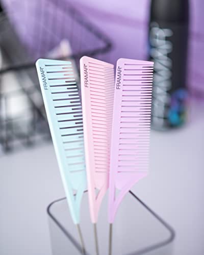 Framar Dreamweaver Highlight Comb Set – Combs for Hair Stylist, Highlighting Comb, Hair Dye Comb, Hair Highlighter Comb with Metal Pick, Balayage Comb (Pastel)