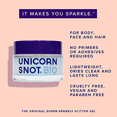 Unicorn Snot Biodegradable Holographic Glitter Gel - Vegan Hair, Face & Body Glitter - Christmas Gifts Ideas, Stocking Stuffers, Christmas Glitter Makeup for Holiday Face Paint - 1.7oz (Bio Galaxy)