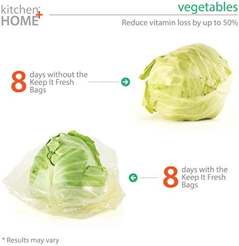 Keep it Fresh Produce Bags – BPA Free Reusable Freshness Green Bags Food Saver Storage for Fruits, Vegetables and Flowers – Set of 30 Gallon Size Bags