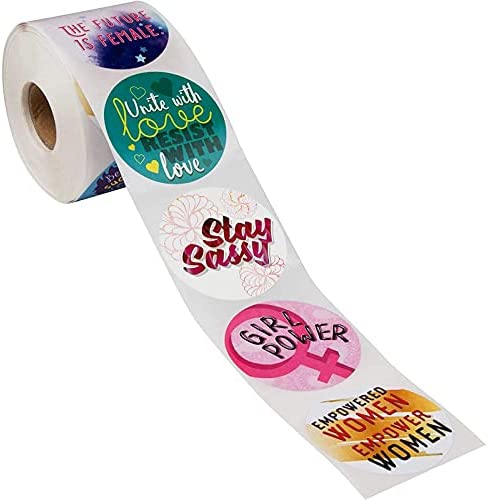 Women Empowerment Stickers, Feminist Girl Power Quotes, 8 Designs (2 In, 500 Pieces)