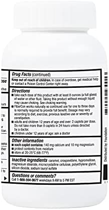 FiberCon Fiber Therapy Coated Caplets, Safe, Simple & Comfortable Insoluble Fiber for Bowel Irregularity, Comfortable Constipation Relief with No Gas or Bloating, 140 Caplets