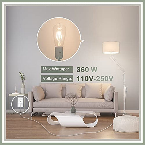 JACKYLED Extension Hanging Lantern Cord Cable UL 12Ft E26 E27 Socket On/Off Switch Plug in Pendant Lighting for Kitchen Bedroom Plant Growth Light