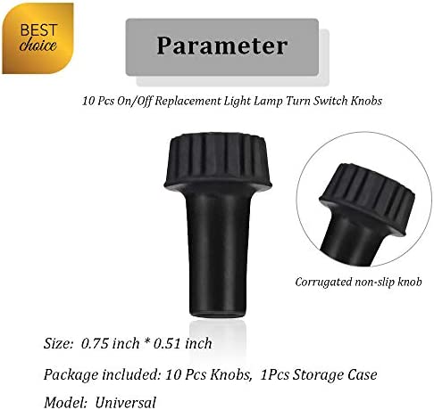 10 Pack Standard On/Off Replacement Light Lamp Turn Switch Knobs with Storage Case