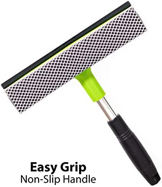 Window Squeegee Cleaning Tool | Squeegee Cleaner for Windows, Glass, Car Windshield | 2-in-1 Squeegee and Scrubber Sponge Washing Kit | Multi-Surface Washer - Indoor Outdoor Use