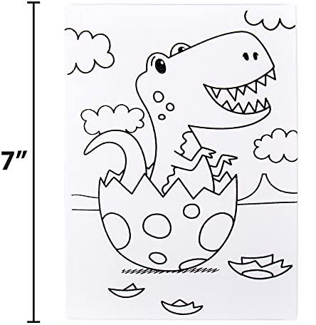 Horizon Group USA Pre-Printed Canvas & Paint Art Set. Ready to Paint 5" x 7" Canvas Panels, 12 Tempera Paints, 6 Easy-Grip Assorted Paintbrushes Included. Dino, Space & Food.