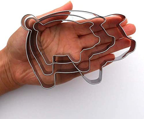 Sweet Cookie Crumbs Farm Animal Cookie Cutter, Stainless Steel (Pig 3 Pc Set)