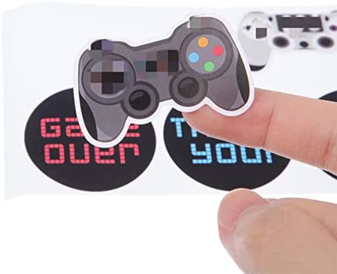 200 Pieces Video Game Controller Stickers for Video Game Party Supplies, Boys Birthday Party Decorations, 5 Styles