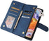 LOWPZNVE Wallet Case for TCL 10 5G UW Verizon,TCL 10 5G UW Case,Leather Handbag Zipper Pocket Card Holder Slots Wrist Strap Flip Protective Phone Cover for TCL 10 5G UW (Blue)