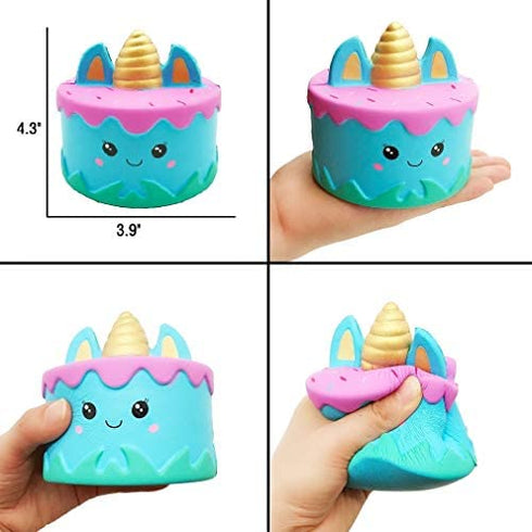 Yoaushy Squishies Slow Rising Toy Set Jumbo Unicorn Cake Horse Panda Egg Soft Cute Hop Props Stress Relieve Sensory Toy for Boys and Girls(4 Packs)