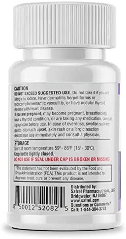 Safrel Potassium Iodide 65 mg, 60 Tablets | Thyroid Support | Made in USA | Non-GMO Verified | Ki Pills Potassium Iodine Tablets - YODO Naciente (60 Count (Pack of 1))
