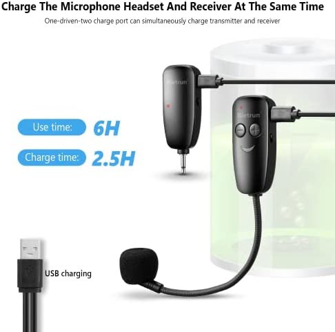 Bietrun UHF Wireless Microphone Headset, 165ft Range, Working Time 6H, 1/4''Plug, Wireless Headset Mic ?Handheld Mic 2 in 1, for Karaoke Speaker, Amplifier, Mic Speakers, PA System, Teaching, Fitness