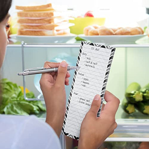 3 Pieces Magnetic Notepads Lists for Fridge, Refrigerator Grocery List, Shopping List, to-Do List, Magnetic Back-Memo Notepad with PU Leather Pen Holder, 60 Sheets, 7.9 x 3 Inch (Classic Style)