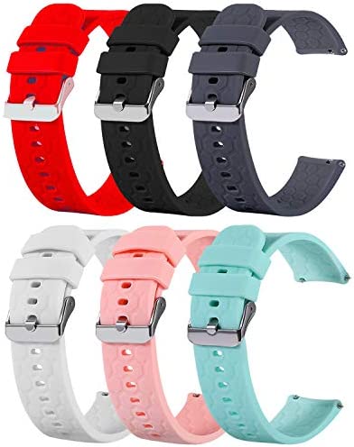 RuenTech 6-Pack Soft Silicone Bands Compatible with Donerton P22 P32 P36 &KALINCO P22 Smart Watch, Quick Release Replacement Bands Sport Straps for P22 Smart Watch Bands Women&Men
