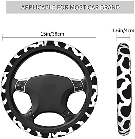 Cow Print Steering Wheel Cover Non-Slip Elastic Universal Accessories Fit Suvs Vans Sedans Cars Trucks Decor