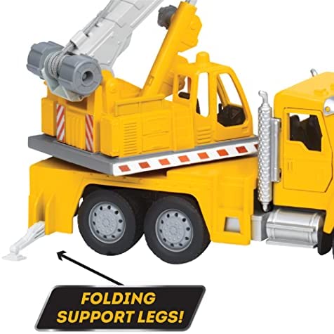 DRIVEN by Battat – Micro Crane Truck – Toy Crane Truck with Lights, Sounds and Movable Parts for Kids Age 3+ , Yellow