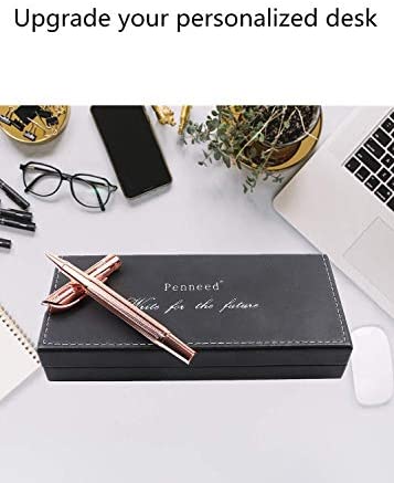 Pemmeed Rollerball Pen Liquid Ink Pens for Women Luxury Box Gel Pen Black Ink Fancy Pen Refillable for Executive Office,Professional,Birthday Nice Pens G5(Rose Gold)
