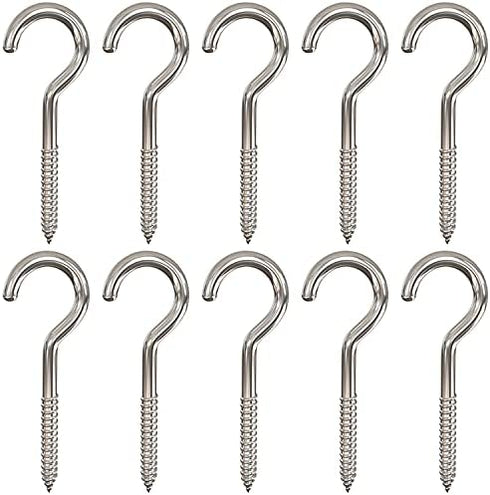 Axe Sickle 4 Inch Heavy Duty Large Screw Hook Ceiling Hook Cup Hook Silver 10 Pcs