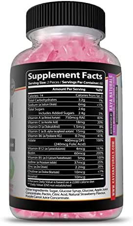 Kaya Naturals Adult, Women's, Men's, Kids, &Teens Multi Vitamin Gummy, Biotin, Vitamin A, C & E, Including Zinc & More - Strawberry Flavor | Gluten-Free multivitamins Sweet Adult 120 Gummies