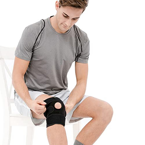 Bracoo Adjustable Compression Knee Patellar Tendon Support Brace for Men Women - Arthritis Pain, Injury Recovery, Running, Workout, KS10 (Black)