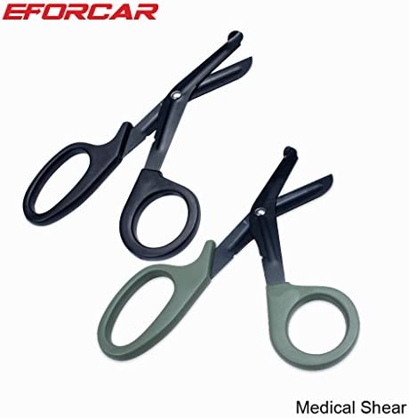EFORCAR Medical Shears, Trauma Bandage Scissors,EMT Paramedics Nurses First aid Sharp Stainless Steel Saw Tooth Black Green Scissors,(2 Pack)
