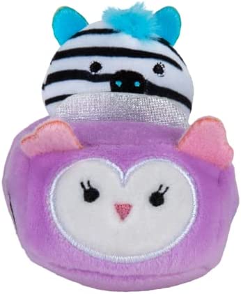 Squishville by Squishmallows Felicia in Carriage & Zeke in Car, Two 2” Soft Mini-Squishmallow Pandacorn and Zebra Plush, Plush Carriage and Car Vehicles, Irresistibly Soft Colorful Plush