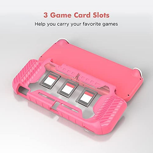 KIWIHOME Pink Case Compatible with Nintendo Switch Lite , TPU Cover Hard Case Only for Switch Lite with Thumb Grip Caps Switch Lite Cute Case for Girls (Pink)