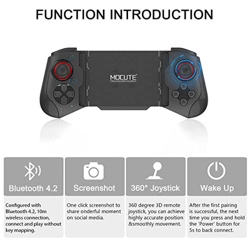 Joso Mobile Game Controller for iPhone, iOS, Android, PC, Bluetooth Gaming Gamepad for iPhone13/12/11/X, iPad, iPad Mini/Air/Pro, Mac, MacBook, Tablet, Samsung Galaxy, COD Mobile, Apex - Direct Play