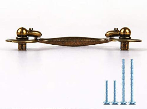 MOOD.SC 4 Pack 2 3/4" C-C Bail Drawer Pull Drop Swing Dresser Handles Hanging Pulls Cabinet Knobs Pull Antique Bronze Antique Brass Swan Neck Bail Pulls Hardware 70 mm 2.75" Hole Center