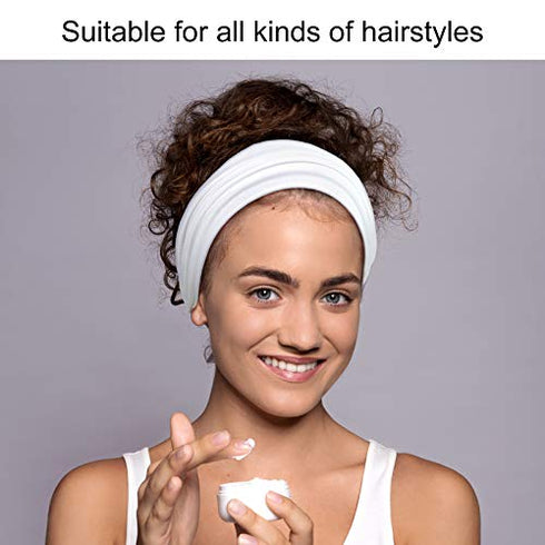 6 Pieces Tie Dye Bandana Headband for Women, White Boho Headbands Wide Elastic Headband Stretchy Sport Yoga Hairband Hair Accessories for Women Girls