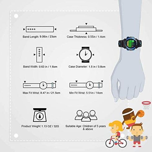 Kids Digital Sport Watch for Boys Girls, Kid Waterproof Electronic Multi Function Casual Outdoor Watches, 7 Colorful LED Luminous Alarm Stopwatch Wristwatch