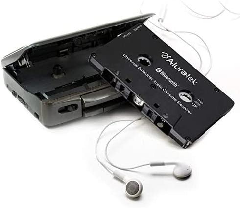 Aluratek Universal Bluetooth Audio Cassette Receiver, Built-in Rechargeable Battery, Up to 8 Hours Playtime, Audio Receiving up to 33 Feet