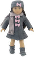 Emily Rose 18 Inch Doll Clothes & Accessories - Grey and Pink 4 PC 18" Doll Coat Outfit Gift Set for Kids and Girls, Includes Matching Hat, Boots and Scarf Accessory | Fits Most 18" Dolls