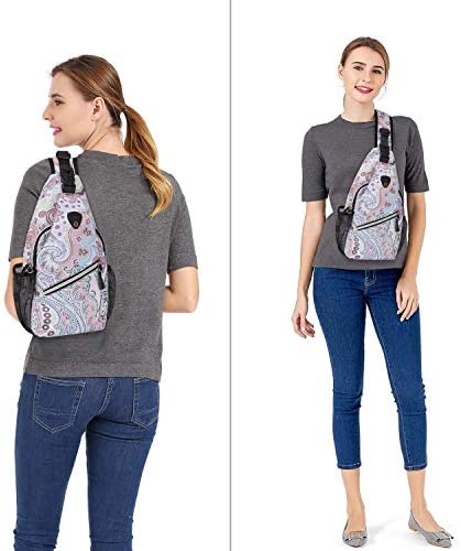 MOSISO Mini Sling Backpack,Small Hiking Daypack Pattern Travel Outdoor Sports Bag, National Style