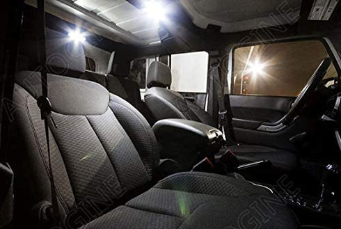 AUTOGINE 6 Piece CANBUS LED Interior Light Kit for Jeep Wrangler JK 4-Door 2007 2008 2009 2010 2011 2012 2013 2014 2015 2016 2017 Super Bright 6000K White Interior LED Bulbs Package + Install Tool