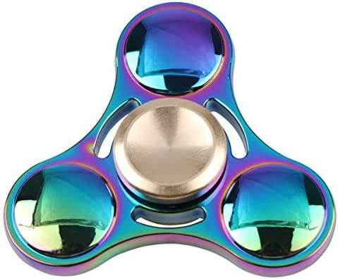 Mtele EDC Hand Spinner Metal Fidget ADHD Focus Toy Ultra Durable High Speed Anxiety Relief Toys,Rainbow Color