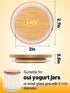 Jar Lids for Oui Yogurt Jars- 8 Pack Set Natural Bamboo Wood Oui Lids with Labels & Silicone Sealing Rings, Eco-friendly Yogurt Bottle Recycle Replacement Cap Glass Jar Canning Lids