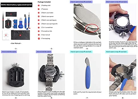 EasyTime Watch Repair Kit- Professional Watch Battery Replacement Tool Kit, Suitable for Watch Back Removal with Watch Back Remover Tools, including Watch Opener, Adjustable case opener
