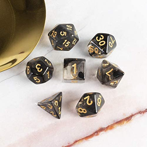 2 Sets Transparent Resin Polyhedral 7-Die Dice Set Fit Dungeons and Dragons Smoke DND Dice for Role Playing Game RPG MTG Table Game Dice (Black, White)