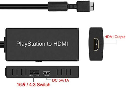 Azduou PS2 to HDMI Adapter PS2 HDMI Cable PS2 to HDMI Converter Support HDMI 4:3 /16:9 Switch, Works for Playstation 1/Playstation 2 HD Link Cable. Playstation 1 Adapter Sony PS2 HDMI Adapter