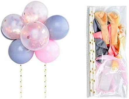 Balloon Birthday Cake Topper Mini Balloon Garland Cake Topper Confetti Acrylic Happy Birthday Cupcake Topper for Birthday Cake Supplies Decorations